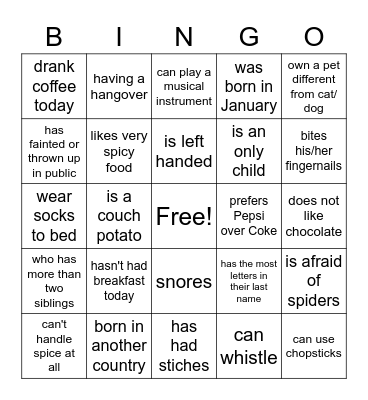 Find Someone Who... Bingo Card