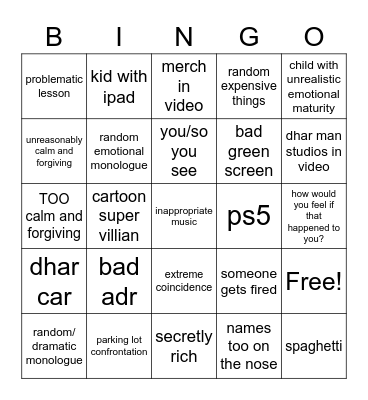 dhar man bingo Card