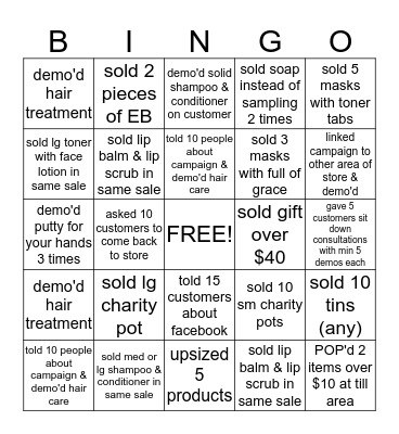 OXFORD STREET PRIZES Bingo Card