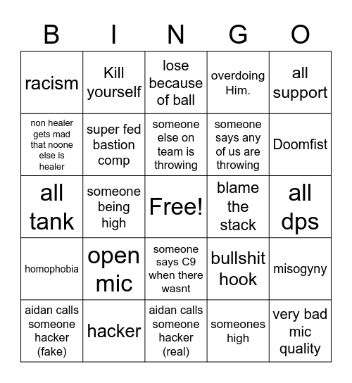 Overwatch bingo Card