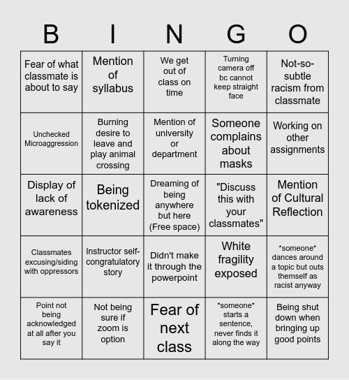 Totally Coping Just Fine Bingo Card