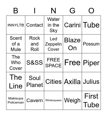 PHISH MEXICO Bingo Card