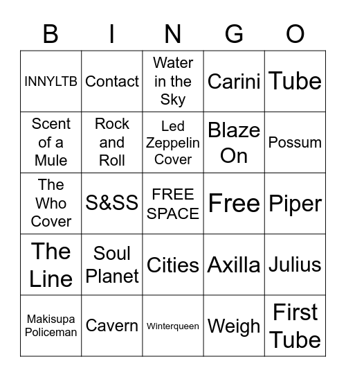 PHISH MEXICO Bingo Card
