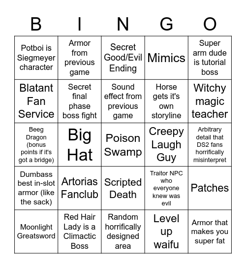 Elden Bing-O Bingo Card