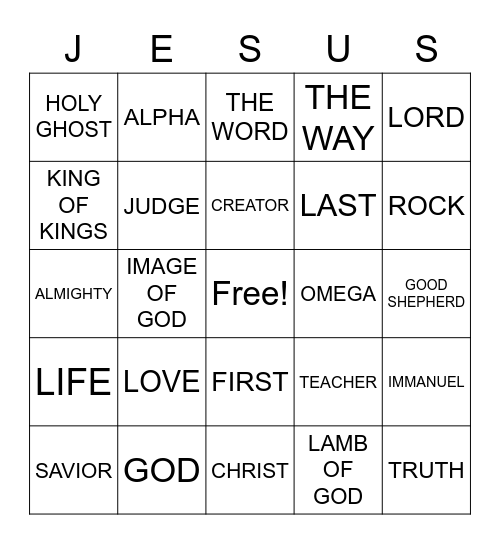 WHO IS JESUS Bingo Card