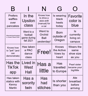 Founder's Day 2022 Bingo! Bingo Card