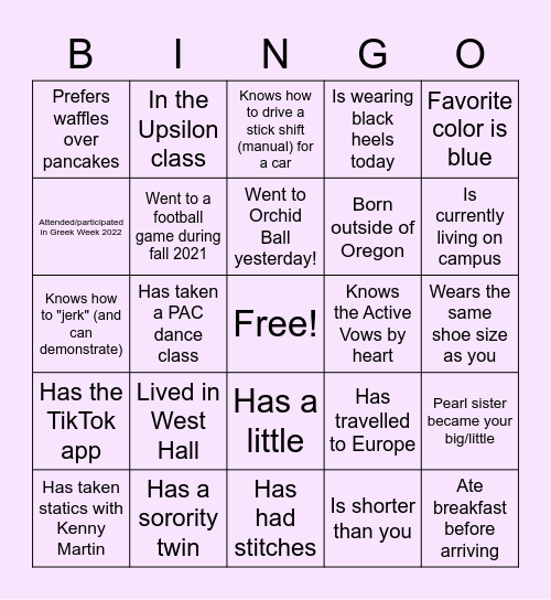 Founder's Day 2022 Bingo! Bingo Card