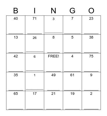 Untitled Bingo Card