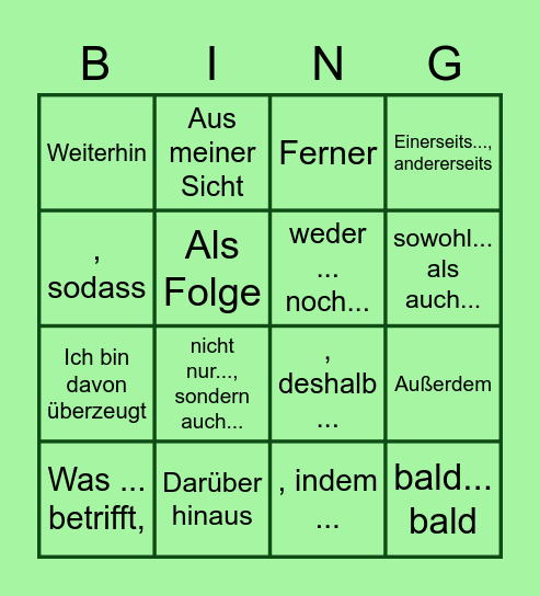 Redemittel Bingo Card