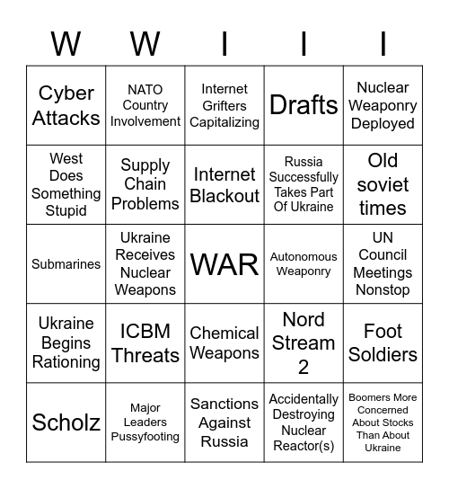 UKRAINE x RUSSIA Bingo Card