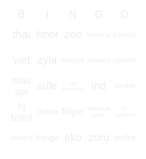 kry Bingo Card