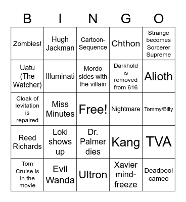 Multiverse of Madness Bingo Card