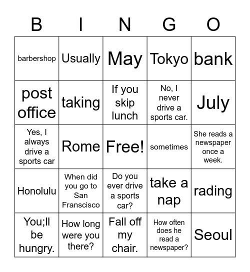 Review Bingo Card