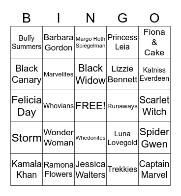 Fangirl Bingo Card