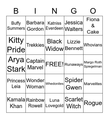Fangirl Bingo Card