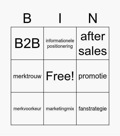 Marketingcommunicatie Bingo Card