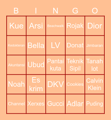 Punya Rrrendra Bingo Card