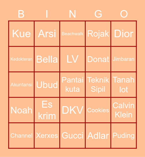 Punya Rrrendra Bingo Card