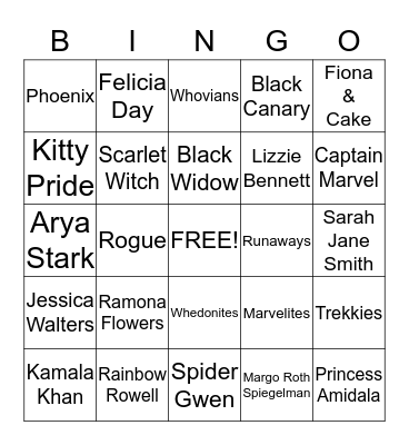 Fangirl Bingo Card