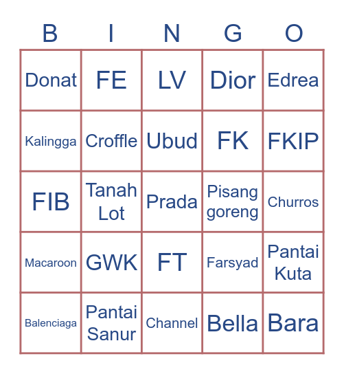 Farsyad Bingo Card