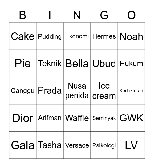 Untitled Bingo Card