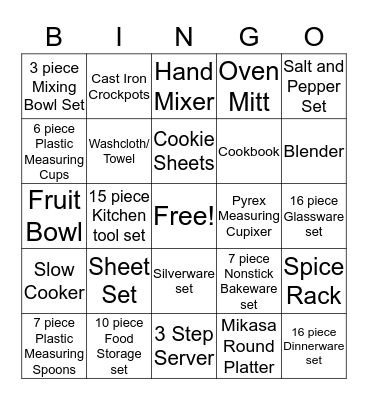 Diana's Bridal Shower Bingo!!! Bingo Card
