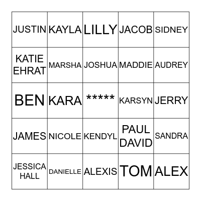 Lancaster Family BINGO Card