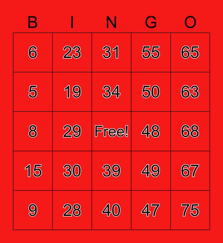 PRIME CHAT Bingo Card