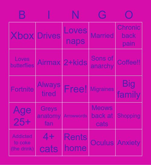 Chelsea's BINGO Card