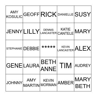 Lancaster Family BINGO Card