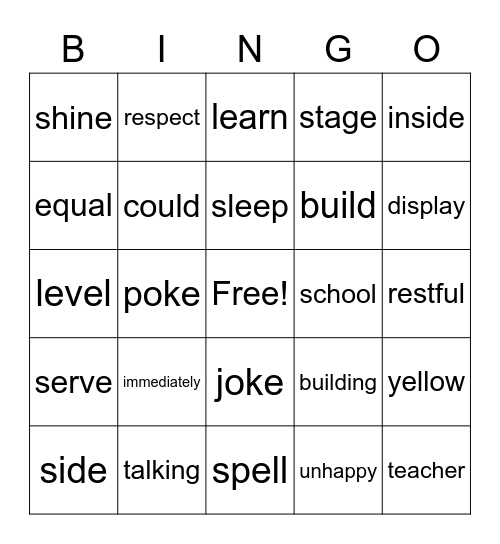 blue lesson 60-64 bingo Card