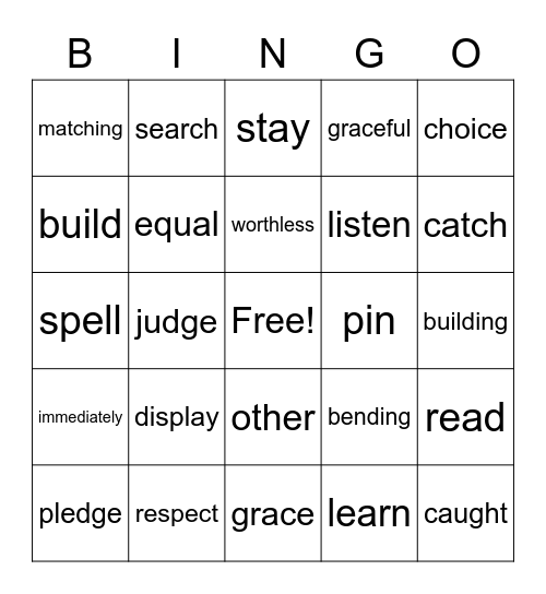 Blue lesson 65-69 bingo Card