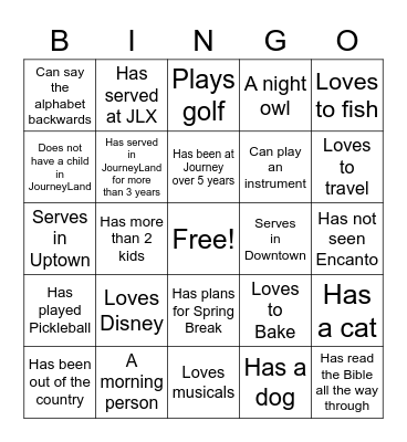 Volunteer Bingo Card