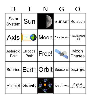 Cycles in Space Bingo Card