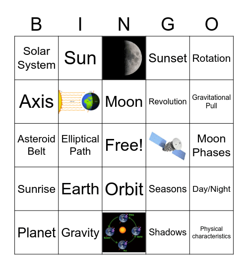 Cycles in Space Bingo Card