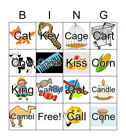 Initial /k/ Bingo Card