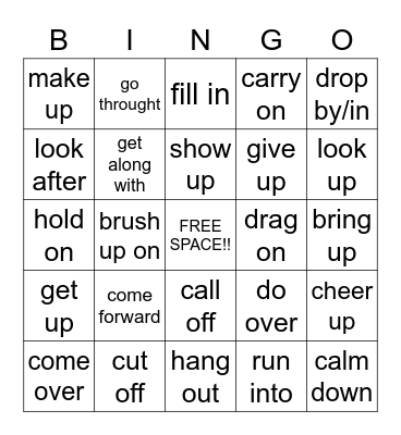 phrasal verbs Bingo Card