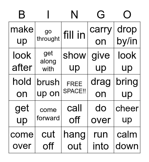 phrasal verbs Bingo Card