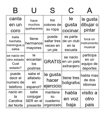 Encuentra una persona que Bingo Card