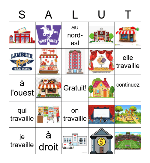 Les Cartes SALUT Bingo Card