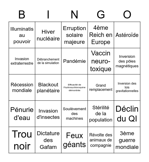 Bingo des afghans Bingo Card