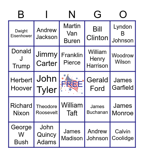 PRESIDENTS Bingo Card
