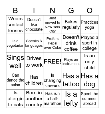 Find someone who... Bingo Card