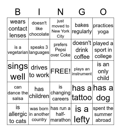 Find someone who... Bingo Card