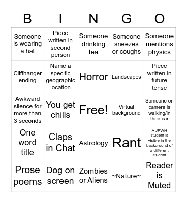 JPWH Open House Bingo Card