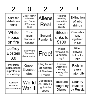 2022 Bingo Card