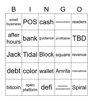 Earnings Bingo Card