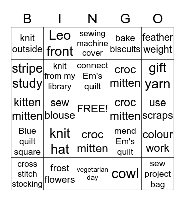 August UILI Bingo Card