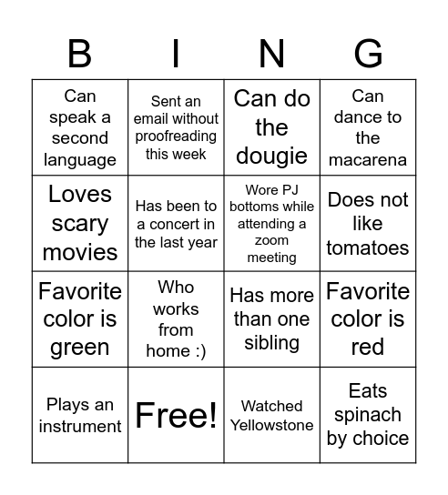 Pathformance Happy Hour Bingo Card