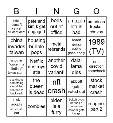 2022 bingo Card